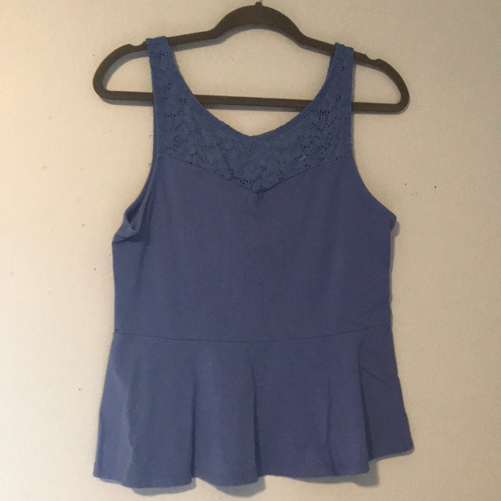 EXPRESS indigo peplum tank top